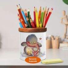 Asilmeydan 448646674 Kuş Kanatlarının Altında Ahşap Seramik Kalemlik