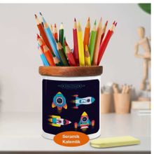 Asilmeydan 448864932 Küçük Uzay Mekikleri Ahşap Seramik Kalemlik