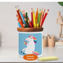 Asilmeydan 448955059 Rengarenk Unicorn Ahşap Seramik Kalemlik