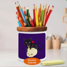 Asilmeydan 448979744 Mars Üstünde Kedi Ahşap Seramik Kalemlik