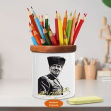 Asilmeydan 449357702 Asaletli Mustafa Kemal Paşa Ahşap Seramik Kalemlik