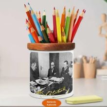 Asilmeydan 449471650 Mustafa Kemal Atatürk Toplantı Odasında Ahşap Seramik Kalemlik