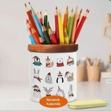 Asilmeydan 449801047 Penguen Ve Sevimli Arkadaşları Ahşap Seramik Kalemlik