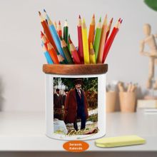 Asilmeydan 449815810 Paltolu Arkadaşlar Kemal Atatürk Ahşap Seramik Kalemlik