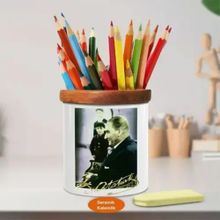 Asilmeydan 451706502 Gölgede Dinlenen Mustafa Kemal Atatürk Ahşap Seramik Kalemlik