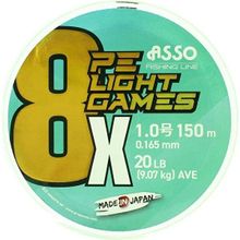 Asso 8X Light Games PE 150 mt Fluo Green 8 Örgü Spin İp Misina