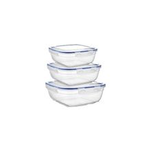 Asude ASD030 Kare Sızdırmaz Şeffaf 3'lü 500-900-1500 ml Saklama Kabı Seti