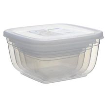Asude ASD077 Maya Kare 4'lü 500-900-1500-2400 ml Şeffaf Saklama Kabı Seti