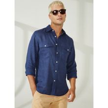AT.P.CO A266DONL20 Koyu Mavi Slim Fit Düğmeli Yaka Erkek Gömlek