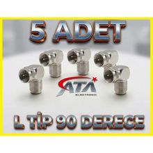 Ata Elektronik 90 Derece L Tip Vidalı Metal F Konnektör Uydu Anten Lnb Kablo Ucu 5 Adet