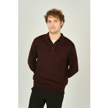 Ateş Triko 6091023 Polo Yaka Düğmeli Yün K. Bordo Erkek Kazak