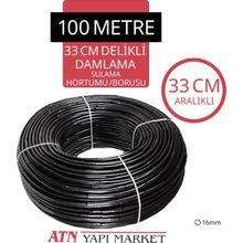 ATN 100 Metre 16MM Damlama Sulama Hortumu 33 cm Delikli Aralıklı Bahçe Tarla Sera İçin Dayanıklı Yapı