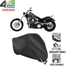 Autoes Chopper Serisi Siyah Kilit Uyumlu Motosiklet Brandası