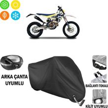 Autoes Husqvarna FE 350 Arka Çanta Uyumlu Tokalı Siyah Motosiklet Brandası