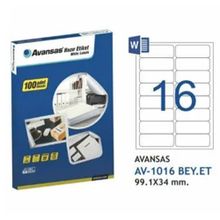 Avansas AV-1016 99,1x34 mm 16'lı Beyaz Etiket