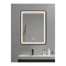 Avend 60x80 cm Akıllı Ayna Hareket Sensörlü Buhar Tutmayan 3 Renk Ledli Işıklı Dokunmatik 3 Butonlu HD Yansıma Dimmer Özellikli Siyah Çerçeveli Lüks Lavabo Banyo Makyaj Aynası