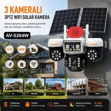 Avenir AV-S264W 3 Kameralı PTZ Wi-Fi Çift Solar Panelli Güvenlik Kamerası