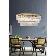 Avize Moda Linsa Kristal Cam Taşlı 70x30 cm Eskitme Renk 6'lı Yemek Masası Üstü Lüks Avize