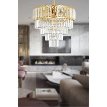 Avize Moda Lora Sarı Yaldız Kristal Cam Taşlı 45 cm Lüks Avize
