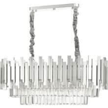 Avize Moda Sima Kristal Cam Taşlı Lüks 75x30 cm Gümüş Yaldız 6'lı Yemek Masası Üstü Avize