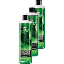 Avon Senses 500 ml 3 Adet Adaçayı ve Sandal Ağacı Kokulu Erkek Saç ve Vücut Şampuanı