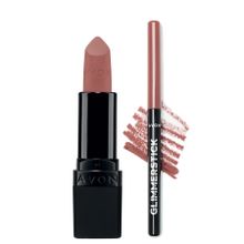 Avon Ultra Mat Nude Suede Ruj + Glimmerstick Blushed Nude Dudak Kalemi