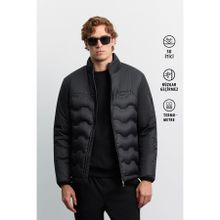 Avva B006082 Erkek Siyah Dik Yaka Hafif Su İtici Rüzgar Geçirmez Regular Fit Şişme Mont