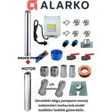 Aycı Mühendislik 4SDM4/10 1 Hp Alarko 45 mt Yassı Kablolu Panolu 90 mt Halatlı Çift Vanalı Akıtma Başlıklı Monofaze Takım Dalgıç Pompa