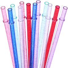 Ayoyo 12 Adet 11 İnç Yeniden Kullanılabilir Plastik Pipetler Simli Parti Düğün Tatil İçecek Pipeti Bardak için 1 Temizleme Fırçası Dahil