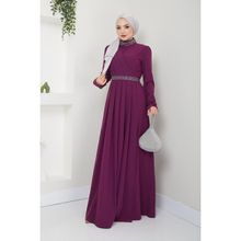 Ayşe Melek 2611 Mürdüm Abiye Kadın Elbise
