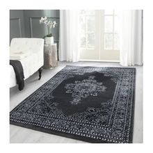 Ayyıldız Klasik Desenli İran Tarzı Madalyon Süsleme Siyah Gri Beyaz Renkler 160x230 cm Halı
