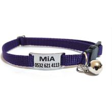 Ayz Markalama Güvenlik Kilitli Isimli Kedi Tasması, Sallanmayan Isimlik, Kedi Künyesi, Kedi Isimlik, Safety Click Tasma,köpek Tasması,köpek Isimlik - Küçük Boy - Mor