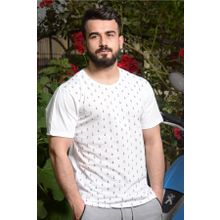Azıcık Akıllı 20ETSHCAPA Beyaz Çapa Baskılı Kısa Kollu Bisiklet Yaka Erkek T-shirt