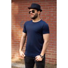 Azıcık Akıllı 22ETSHPORT Lacivert Basic Rahat İnce Petek Kumaş Spor Erkek T-shirt