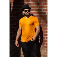 Azıcık Akıllı 22ETSHPORT Sarı Hardal Basic Rahat İnce Petek Kumaş Spor Erkek T-shirt