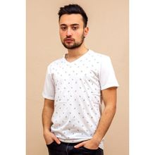 Azıcık Akıllı 22ETSHVCPA Beyaz Çapa Baskılı Kısa Kollu V Yaka Erkek T-shirt