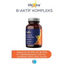 B-Aktif Kompleks 60 Bitkisel Kapsül Metilkobalamin Metilfolat P5P R5P İnositol Biotin - --