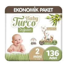 Baby Turco Doğadan No:2 Mini 136 Adet Bebek Bezi