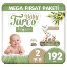 Baby Turco Doğadan No:2 Mini 192 Adet Bebek Bezi