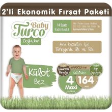 Baby Turco Doğadan No:4 Maxi 164 Adet Külot Bebek Bezi