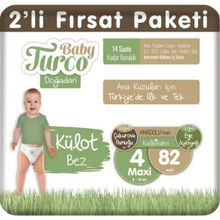 Baby Turco Doğadan No:4 Maxi 82 Adet Külot Bebek Bezi