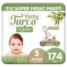 Baby Turco Doğadan No:5 Junior 174 Adet Bebek Bezi