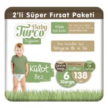 Baby Turco Doğadan No:6 XLarge 138 Adet Külot Bebek Bezi