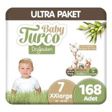 Baby Turco Doğadan No:7 XXLarge 168 Adet Bebek Bezi