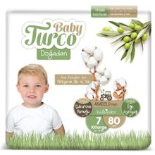 Baby Turco Doğadan No:7 XXLarge 80 Adet Bebek Bezi