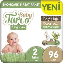 Baby Turco Doğadan Pofuduk No:2 Mini 96 Adet Bebek Bezi