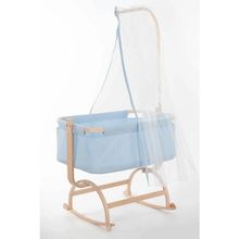 Babycom Vega Mavi Ahşap Sallanır Beşik Ergonomik Tasarım ve Suya Dayanıklı Kumaş ile