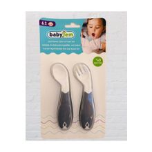 Babyjem Açılı Mama Mat Beyaz Çatal Kaşık Takımı