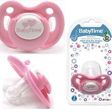 BabyTime 6-18 Ay Kiraz Uçlu Koruyucu Kapaklı Mat Gövdeli Desenli Emzik Turuncu