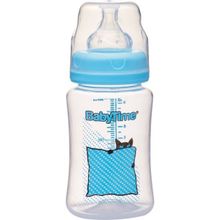 Babytime BT075 Mavi 250 ml Silikon Uçlu Geniş Ağız Biberon
